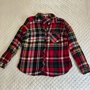 Maurices Red Plaid Flannel Button Up 0X